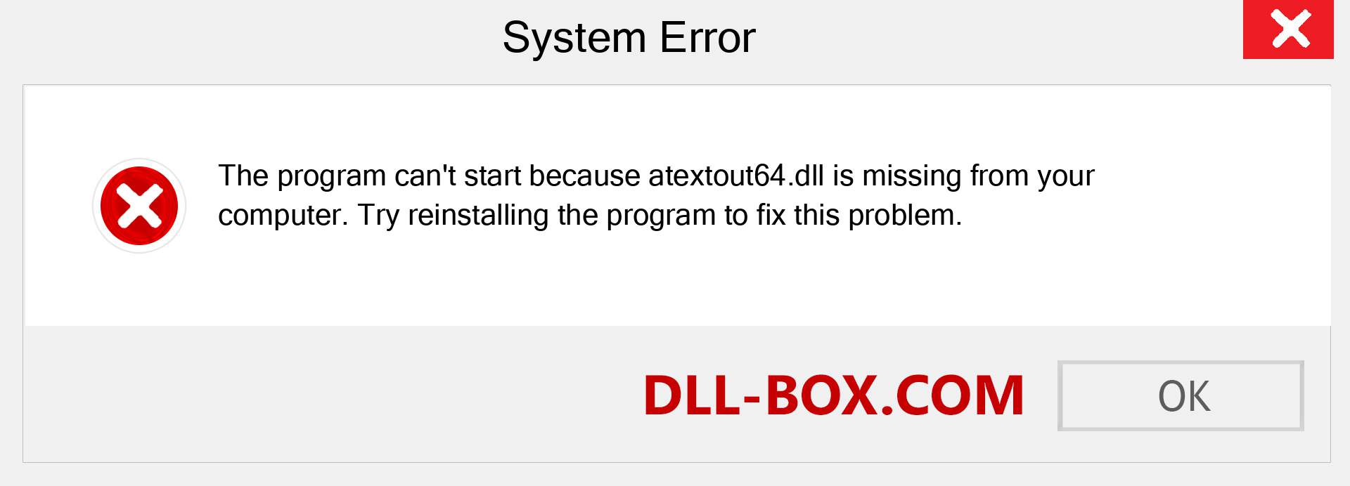  atextout64.dll file is missing?. Download for Windows 7, 8, 10 - Fix  atextout64 dll Missing Error on Windows, photos, images
